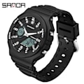 Miniatyrbild 1 av 6: SANDA Utomhussportklockor Män Ms LED Digitala klockor Militär Vattentät Date Elektronisk Watch Pojke Tjej Relogio Masculino Black white