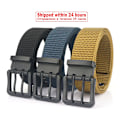 Miniatyrbild 3 av 6: MEDYLA Fashion Classic Canvas Bälte Män Metall Dubbelnål Spänne Casual Strap Bälte för män Högkvalitetsrem MN3008 Deep gray 115CM
