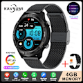 Miniatyrbild 1 av 6: Ny 4G Memory Smart Watch AMOLED 454*454 HD Visa alltid tiden Bluetooth Ring Smartwatch For Herr Huawei TWS hörlurar Black Mesh Belt 4GB Memory