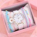 Miniatyrbild 1 av 6: Nytt 5 st Damklocka Watch Set Läder Söt Björn Flickor Armbandsur Mode Dam Quartz Klocka reloj mujer Studentpresent A white