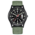 Miniatyrbild 1 av 6: Mode Herr Nylon Klockor Lyx Herr Army Militär Quartz Watch Kalender Datum Armbandsur Relogio Masculino Military Green