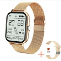 Miniatyrbild 1 av 6: Ny Bluetooth samtal Watch Män Kvinnor Sov Puls Blodtryck Sport Smart Klocka Mode Dam Smartwatch Kvinna Mesh belt gold(.1084)