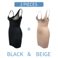 Miniatyrbild 1 av 6: Full Slips Underklänning Kroppsformare Magkontroll Shapewear Waist trainer Bodysuit Butt lifter Seamless Slimming Underkläder Korsett Black And Beige S