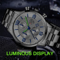 Miniatyrbild 4 av 6: reloj hombre Luxury Business Herrklockor Rostfritt stål Quartz Armbandsur Herr Läderkalender Lysande klocka relogio masculino Steel Black Silver