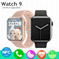 Miniatyrbild 2 av 6: Watch 9 Smart Watch Herr Kroppstemperatur BT Call NFC Always on Display Fitness Women Series 8 Smartwatch för Apple Android Silver Mesh belt