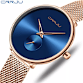 Miniatyrbild 2 av 6: CRRJU Mode Watch Lyx Casual Enkel Dam Klänning Mesh Armbandsur Minimalistisk Vattentät Kvartsklocka Rose Gold