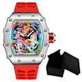 Miniatyrbild 1 av 6: Modern design watch Sport lysande vattentät militärautomatisk watch för man pojkar Silikonrem Tonneau-urtavla QT336-8 with box