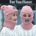 Miniatyrbild 3 av 6: Vinterstickade mössor för kvinnor, tjocka och varma beanie-mössor, skallemössor, balaclava, bonnet, beanie-kepsar, utomhusridning red