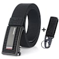 Miniatyrbild 1 av 6: Nytt mode herrbälte Toppkvalitet Bekväma nylon för män Metall Automatiskt spänne Ung Canvas Taktisk designerbälte Black Belt A Set 120cm Adjustable
