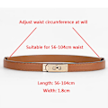 Miniatyrbild 3 av 6: 2022 Nytt lyxvarumärke högkvalitativt kvinnor i äkta läder 1,8 cm bredd Bälten Golden Lock Spänne Klänning Jeans Tröja Midjeband Bälte Camel 105CM