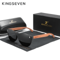 Miniatyrbild 1 av 6: KINGSEVEN Damglasögon Naturliga Bubinga Träsolglasögon Män Polariserat mode Solglasögon Originalträ Oculos de sol Black bubinga wood Kingseven Original