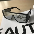 Miniatyrbild 3 av 6: Lyxmärke Oversized Shield solglasögon för män fyrkantiga solglasögon med stor båge dam 2019 vindtät Cool Black Shield Eyewear c2-silver
