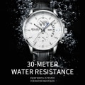 Miniatyrbild 6 av 6: BELUSHI Mode Herr Quartz Armbandsur Vattentät Lyx Märke Lysande Stoppur Watch Casual Läderarmband Klockor 2023 SW and box