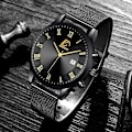 Miniatyrbild 3 av 6: Minimalistiska herrklockor Lyxigt rostfritt stål Mesh -bälte Quartz Watch 2022 Herr Business Casual Sportklocka Mesh Black White
