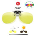 Miniatyrbild 1 av 6: VIVIBEE Night Vision Flip Up Clip on Solglasögon Photochromic Män Gul färgbyte Pilotlins Körning Myopi Glasögonklämmor Pilot 1 With Case