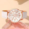 Miniatyrbild 4 av 6: Reloj Mujer 2023 Mode Damklockor Dam Vitt Läder Quartz Watch för Dam Business Casual Watch Relogio Feminino White