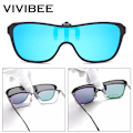 Miniatyrbild 2 av 6: VIVIBEE 2023 Cool Flip Up Clip On Solglasögon Polarized TR90 Photochromic Driving Square Oversized UV400 Fishing Solglasögon 5 Night Vision with case