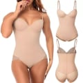 Miniatyrbild 1 av 6: Underkläder för kvinnor Bodysuit Jumpsuit Body Shaper Waist trainer Korsett Shapewear Topp med inbyggd BH Återhämtning efter förlossningen Khaki XL