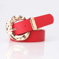 Miniatyrbild 1 av 6: Mode Flerfärgat Pu Läder Kvinna Bälten Jeans Klassisk Retro Guld Runt Spänne Kvinnlig Pin Lyx Punk Gothic Midjeband red belt 106cm