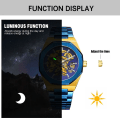 Miniatyrbild 3 av 6: FORSINING Klockor Herr Vattentät rostfritt stål Automatisk kedja Armbandsur Skelett Mekanisk Watch Relogio Masculino Black Silver
