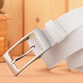 Miniatyrbild 3 av 6: Designer vita bälten män högkvalitativt lädermode lyxigt manligt midjebälte Casual manligt pu läder prickband Ceinture Homme Navy 115CM