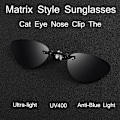 Miniatyrbild 2 av 6: 2021 Cat Eye Nose Clip Solglasögonen Män Klassisk Matrix Style Solglasögon Ultralätt båglös UV400 Brand Design Solglasögon C1-Black Black