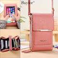 Miniatyrbild 2 av 6: Buylor Damväska Trend Handväskor Mjukt läder Små plånböcker Touch Screen Mobilväska Mode Crossbody axelväskor BLACK 11x5x19CM