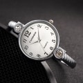 Miniatyrbild 1 av 6: Lyxiga guld rostfritt stål Kvinnor Klockor Mode Kvinna Armband Armband Watch Med Kristall Watch Kvinnlig Klocka Reloj Mujer Silver White