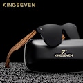 Miniatyrbild 2 av 6: KINGSEVEN 2021 Polarized Square Solglasögon Herr Dam Zebra Träram Spegel Flatlins Körning UV400 Glasögon gold Zebra wood With Wood Case