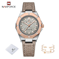 Miniatyrbild 1 av 6: NAVIFORCE Mode Minimalistisk Design Watch för kvinnor Casual Quartz Dam Läder Armbandsur Case Kvinnlig klocka RGGYGY