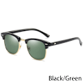 Miniatyrbild 1 av 6: RUOBO Klassiska polariserade solglasögon för män Kvinnor Märkesdesign Körspegel Yta Lins Solglasögon Goggle UV400 Gafas De Sol Black-Green(.128) Silver Frame(.128)