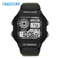 Miniatyrbild 1 av 6: SYNOKE Digital Watch för män Led Vattentät Man Nylon Klockor Lyx Sport Man Armbandsur Stor väckarklocka Relojes Deportivos Black dial-green