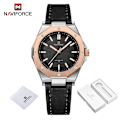 Miniatyrbild 1 av 6: NAVIFORCE Mode Minimalistisk Design Watch för kvinnor Casual Quartz Dam Läder Armbandsur Case Kvinnlig klocka RGBB-BOX