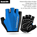 Miniatyrbild 1 av 6: ROCKBROS Half Finger MTB cykelhandskar Andas landsvägscykelhandskar i nylon Tunna Lätt Slitstark Fingerlös Fitness Vante S099 Blue M