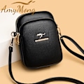 Miniatyrbild 2 av 6: Högkvalitativt läder Elegnat kvinnlig skalväska Handväskor Handväskor Lyxig designeraxel Crossbody Messenger-väskor för kvinnor Sac Black