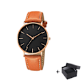 Miniatyrbild 1 av 6: Watch 2022 Lyxmode Enkel Armbandsur Läder Guld Urtavla Casual Man Brecalet Quartz Clock Vip-länk för droppe 567 Brown black