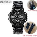 Miniatyrbild 1 av 6: Utomhus Survival Watch Multifunktionell Vattentät Militär Taktisk Paracord Watch Armband Camping Vandring Nödutrustning grey with strap