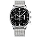 Miniatyrbild 1 av 6: 2023 Herrmode Business Kalender Klockor Herr Lyx Blå Rostfritt stål Mesh Bälte Analog Quartz Watch relogio masculino Silver Black