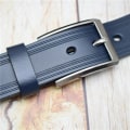 Miniatyrbild 3 av 6: Herrbälte i legeringspänne Spänne i äkta läder för män Svart/kaffe/blått/grönt/rött/lila 3,8 cm brett byxbälte för jeans Black 120cm