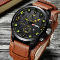 Miniatyrbild 2 av 6: DOOBO Herr Casual Watch Herrklockor Toppmärke Lyx Quartz-klocka Läder Watch Handled Manklocka Drop yellow