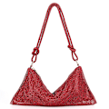 Miniatyrbild 1 av 6: Mode Rhinestones Evening Clutch-väska för kvinnor Glänsande middagsfest Bröllopsväska Handväska Designer Kvinnlig underarmsaxelväska Wine Red 34X16CM