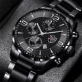 Miniatyrbild 2 av 6: reloj hombre Luxury Business Herrklockor Rostfritt stål Quartz Armbandsur Herr Läderkalender Lysande klocka relogio masculino Leather Silver White