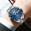 Miniatyrbild 1 av 6: POEDAGAR Brand Lyx Herrklockor Hög kvalitet Vattentät Business Casual Man Quartz Armbandsur Lysande klockor i rostfritt stål 818 blue