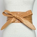 Miniatyrbild 1 av 6: Kvinnor Snörning Pu-läderbälte Nytt Bowknot Bälten Längre Bred Bind Midjeband Slips Rosett Dam Klänning Dekoration Mode 2022 Auburn one size