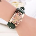 Miniatyrbild 4 av 6: Mode Casual Damklocka Kunstläder Diamantband Avlångt case Quartz Watch kvinnor Red