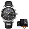 Miniatyrbild 1 av 6: 2023 nya herrklockor Toppmärke Lyxigt brunt läder Casual Quartz Watch Herr Sport Vattentät watch Relogio Masculino silver black