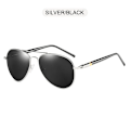 Miniatyrbild 1 av 6: FUQIAN Mode Pilot Män Polariserade Solglasögon Oversized Metal Aviation Man Solglasögon Klassiska Svarta Driving Shades UV400 Silver Black Polarized