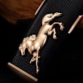 Miniatyrbild 3 av 6: Herrbälten i äkta läder Galopperande hästplatta Spänne Byxremmar Mångsidig exklusiv gåva Man Business Mode Byxor Bälte Style 1 110cm