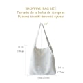 Miniatyrbild 6 av 6: Liten tygväska i canvas för kvinnor Flickor Shopper Designer handväska Casual broderi med Daisy Virkade Söta Mesh axelväskor White