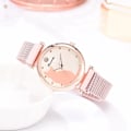 Miniatyrbild 5 av 6: Watch 5 st Quartz Set Mesh Armband Cat Dial Lyx Watch Casual Damklocka med set Pink Set